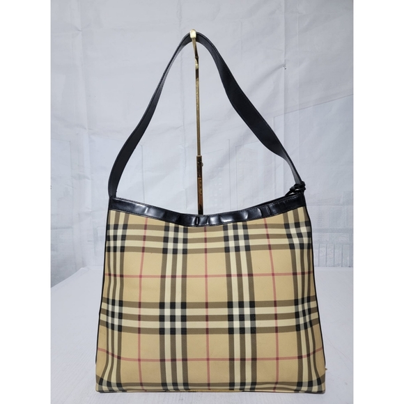 Authentic Burberry Beige/Black Nova Check Coated Canvas Shoulder Bag - Picture 1 of 12